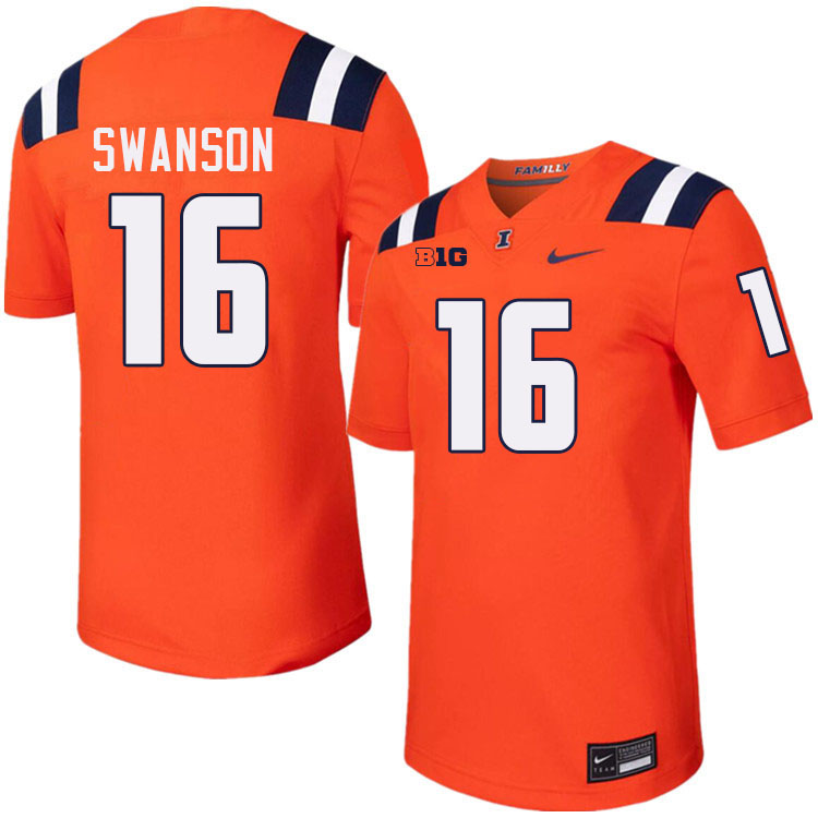 Men #16 Cal Swanson Illinois Fighting Illini College Football Jerseys Stitched-Orange